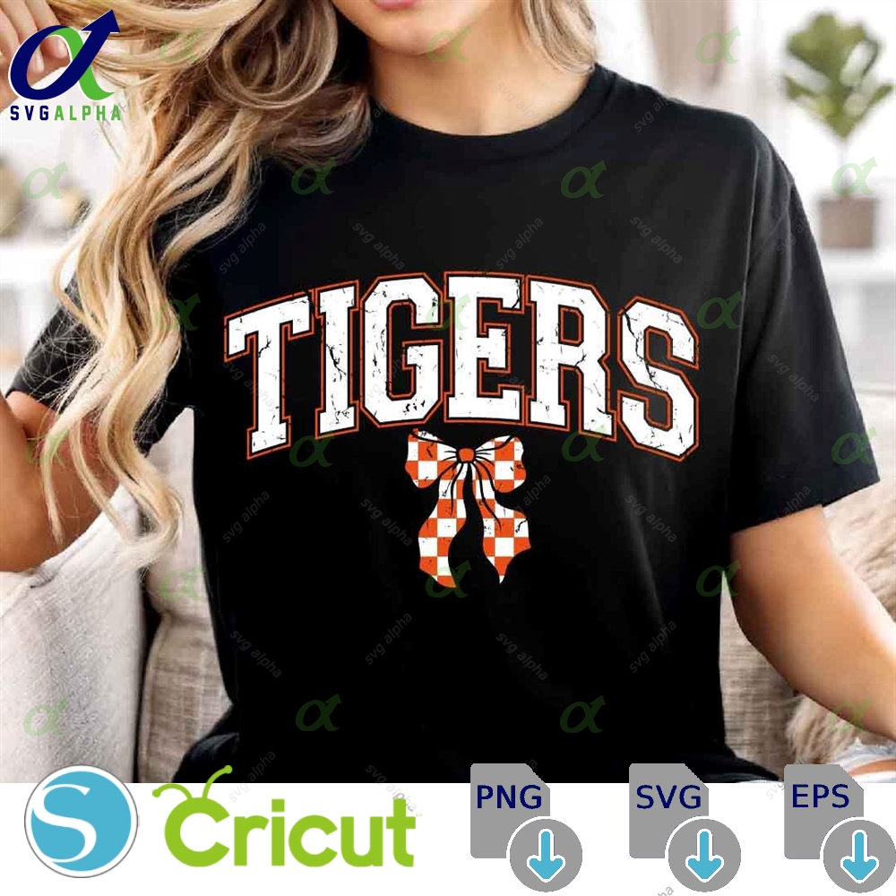 Tigers Svg Png Red Devils Bow Png Tigers Sublimation Varsity Tigers Shirt Tigers Mascot Svg Png Tigers Football Svg
